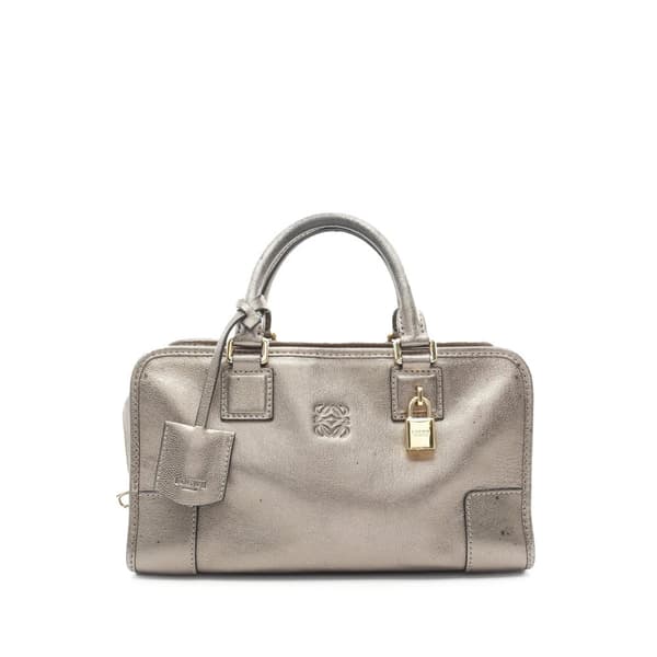 Pre-owned LOEWE Metallic Leather Amazona 28 Gold