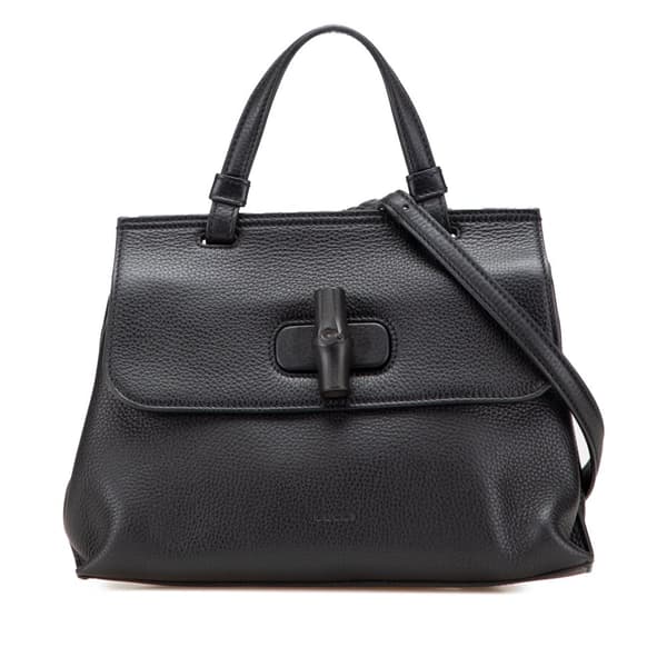Pre-owned Gucci Small Leather Bamboo Daily Satchel Black