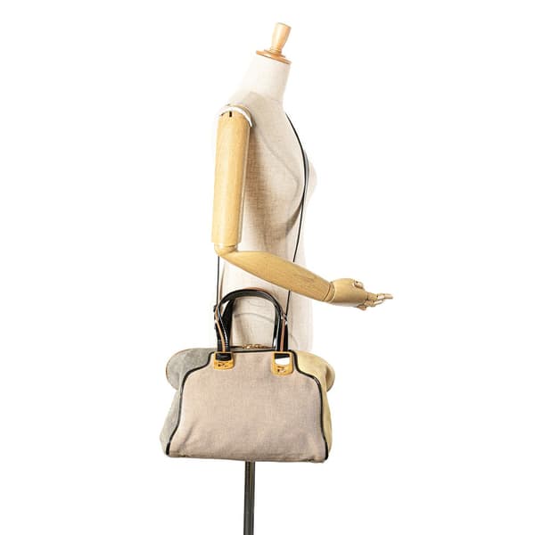 Pre-owned Fendi Canvas Colorblock Chameleon Satchel Brown