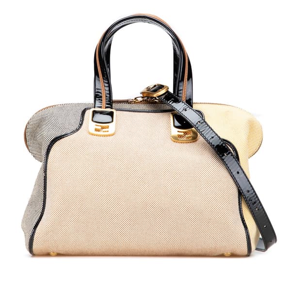 Pre-owned Fendi Canvas Colorblock Chameleon Satchel Brown