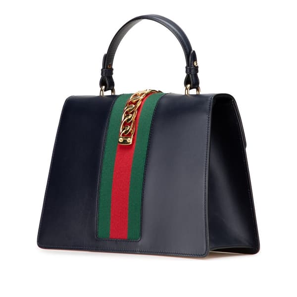 Pre-owned Gucci Medium Leather Sylvie Top Handle Bag Black