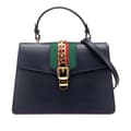 Miniatyrbild 1 av 10: Pre-owned Gucci Medium Leather Sylvie Top Handle Bag Black