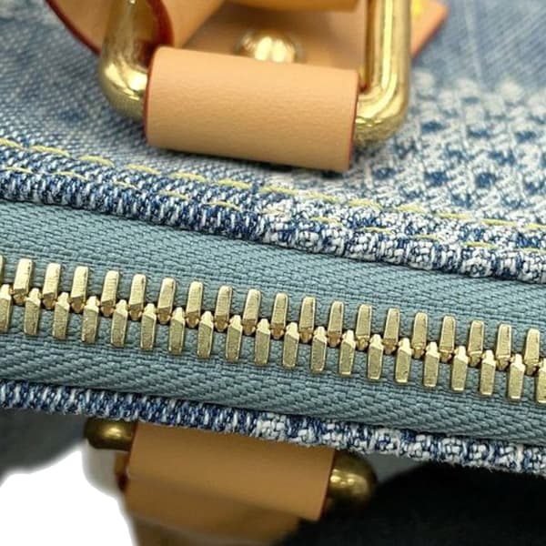 Pre-owned Louis Vuitton Damier Denim Speedy Bandouliere 25 Blue