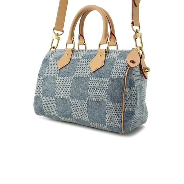 Pre-owned Louis Vuitton Damier Denim Speedy Bandouliere 25 Blue