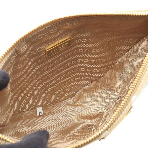 Pre-owned Prada Mini Triangolo Jacquard Triangle Symbole Satchel Brown