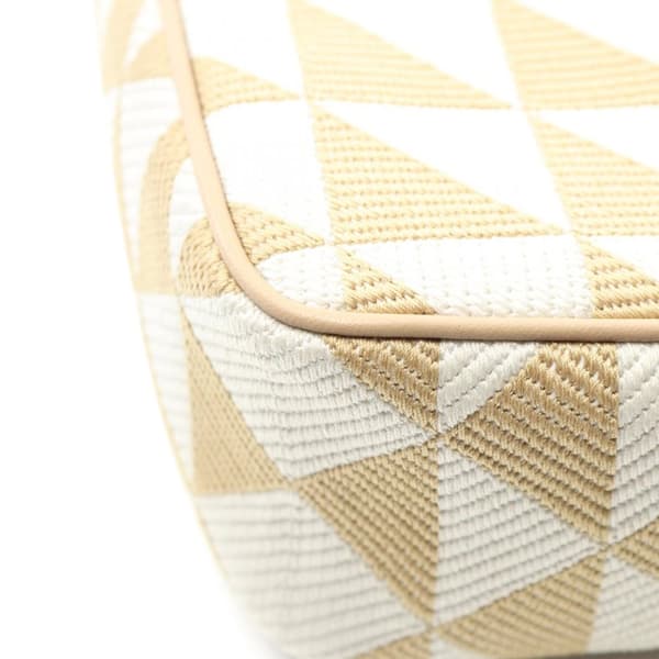 Pre-owned Prada Mini Triangolo Jacquard Triangle Symbole Satchel Brown