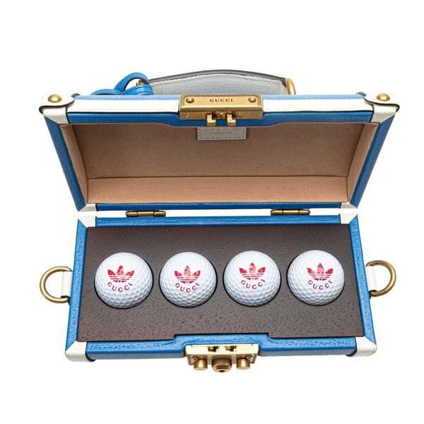 Pre-owned Gucci Adidas Leather Golf Ball Case Blue