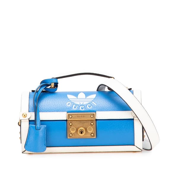 Pre-owned Gucci Adidas Leather Golf Ball Case Blue