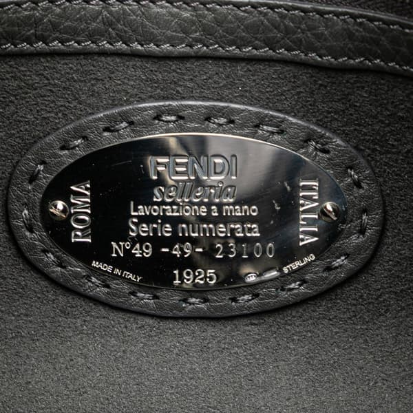 Pre-owned Fendi Leather Selleria Lei Satchel Gray