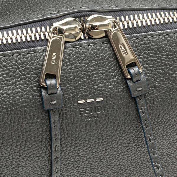Pre-owned Fendi Leather Selleria Lei Satchel Gray