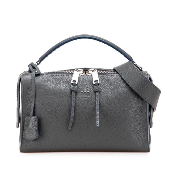 Pre-owned Fendi Leather Selleria Lei Satchel Gray