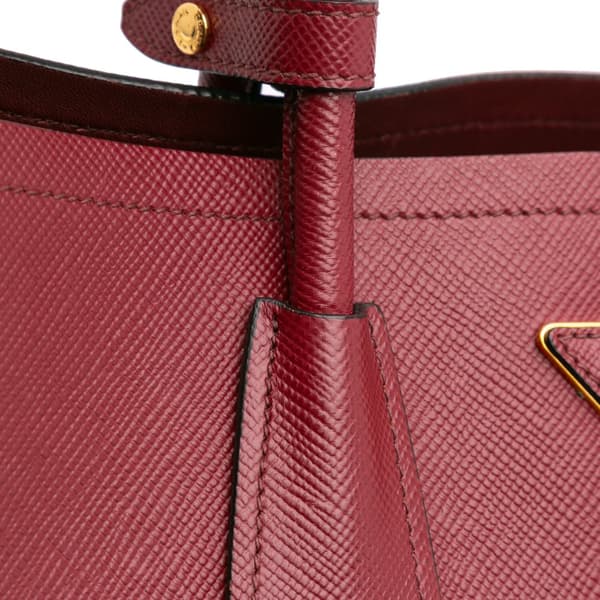 Pre-owned Prada Medium Saffiano Cuir Double Satchel Red