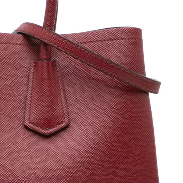 Pre-owned Prada Medium Saffiano Cuir Double Satchel Red