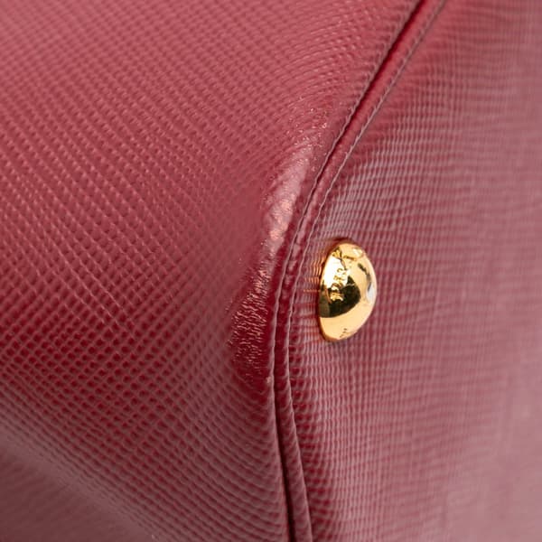 Pre-owned Prada Medium Saffiano Cuir Double Satchel Red