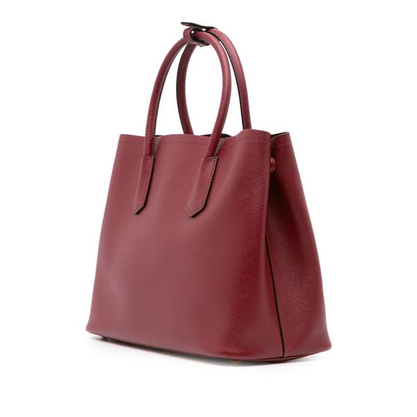 Pre-owned Prada Medium Saffiano Cuir Double Satchel Red