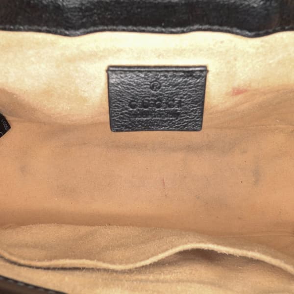 Pre-owned Gucci GG Marmont Matelasse Canvas Top Handle Bag Brown