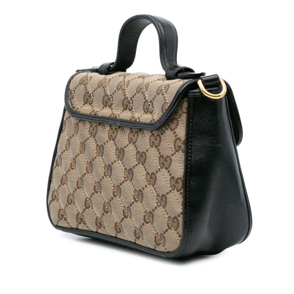 Pre-owned Gucci GG Marmont Matelasse Canvas Top Handle Bag Brown