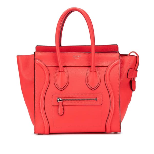 Pre-owned Celine Micro Calfskin Luggage Tote Red