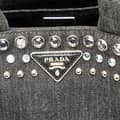Miniatyrbillede 7 af 10: Pre-owned Prada Small Denim Canapa Bijoux Satchel Black