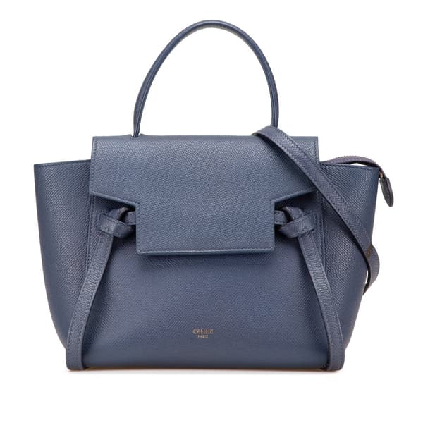 Pre-owned Celine Nano Grained Calfskin Belt Bag Blue