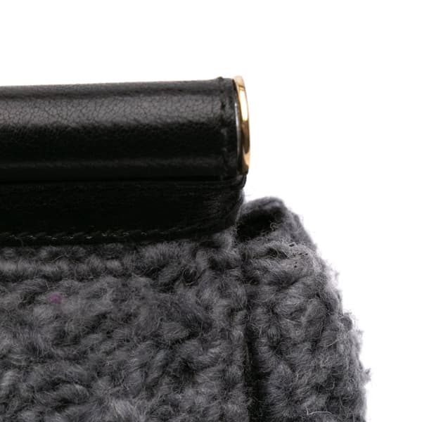 Pre-owned Dolce & Gabbana Crochet Wool Miss Sicily Satchel Gray