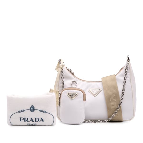 Pre-owned Prada Tessuto Re-Edition 2005 Satchel White