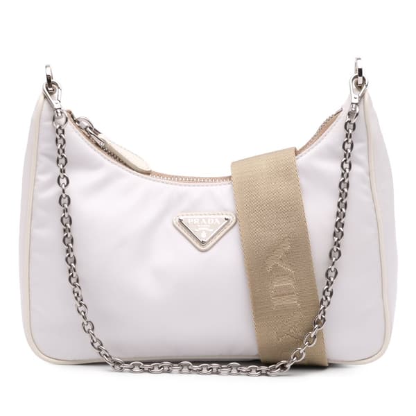 Pre-owned Prada Tessuto Re-Edition 2005 Satchel White