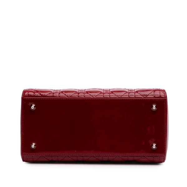 Pre-owned Dior Medium Patent Cannage Lady Dior Red