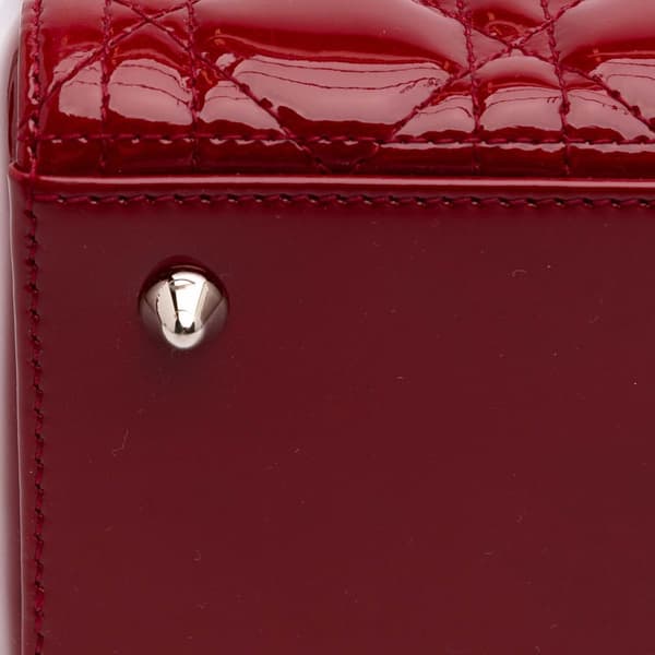 Pre-owned Dior Medium Patent Cannage Lady Dior Red