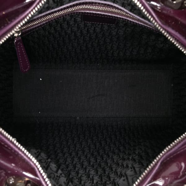 Pre-owned Dior Large Patent Cannage Lady Dior Purple