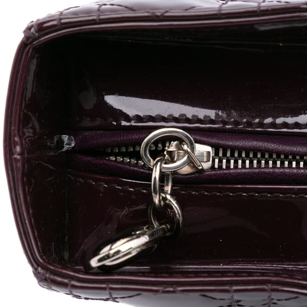 Pre-owned Dior Large Patent Cannage Lady Dior Purple