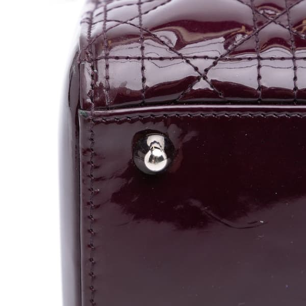 Pre-owned Dior Large Patent Cannage Lady Dior Purple