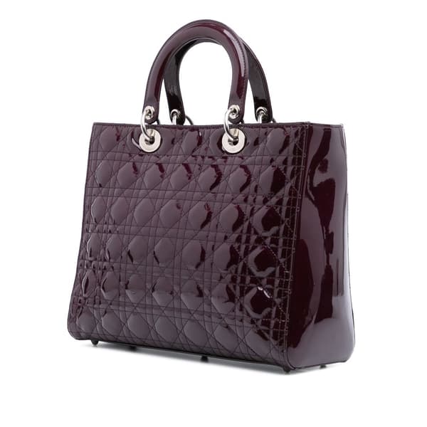 Pre-owned Dior Large Patent Cannage Lady Dior Purple