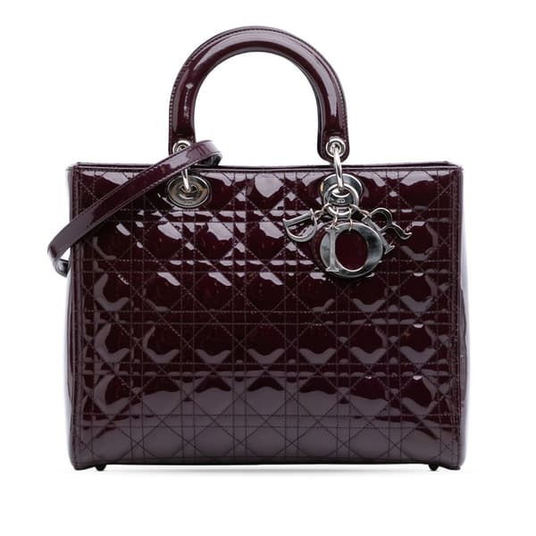 Pre-owned Dior Large Patent Cannage Lady Dior Purple
