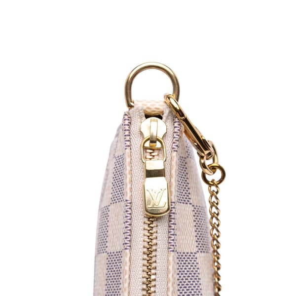 Pre-owned Louis Vuitton Damier Azur Mini Pochette Accessoires White