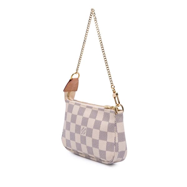 Pre-owned Louis Vuitton Damier Azur Mini Pochette Accessoires White