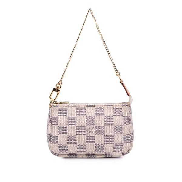 Pre-owned Louis Vuitton Damier Azur Mini Pochette Accessoires White