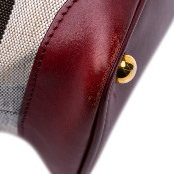Pre-owned Burberry Medium Mega Check Canvas Bloomsbury Saddle Satchel Brown