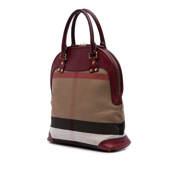 Pre-owned Burberry Medium Mega Check Canvas Bloomsbury Saddle Satchel Brown