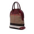 Miniatyrbild 2 av 10: Pre-owned Burberry Medium Mega Check Canvas Bloomsbury Saddle Satchel Brown