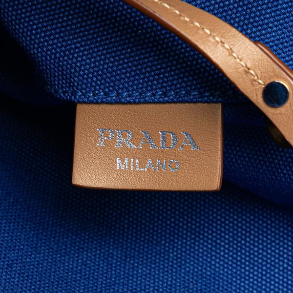 Pre-owned Prada Medium Canvas Canapa Logo Convertible Shopping Tote Blue