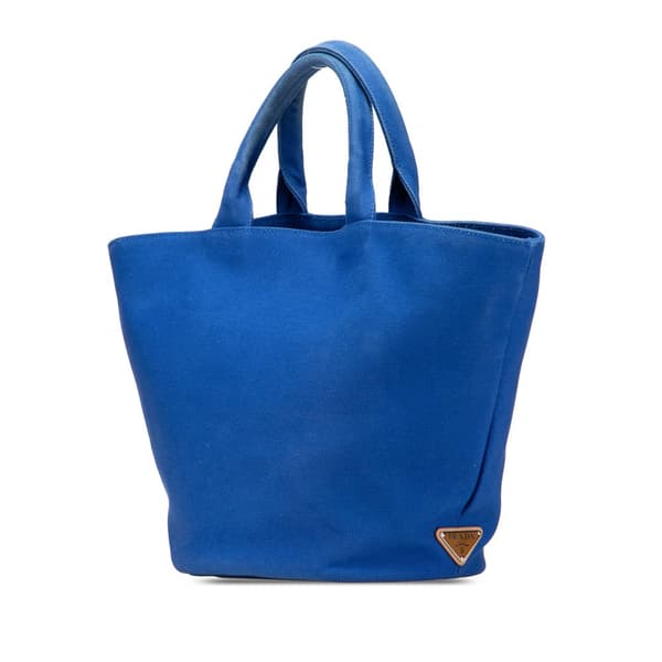Pre-owned Prada Medium Canvas Canapa Logo Convertible Shopping Tote Blue