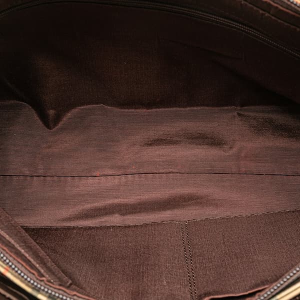 Pre-owned Burberry Haymarket Check Canvas Handbag Brown