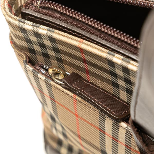 Pre-owned Burberry Haymarket Check Canvas Handbag Brown