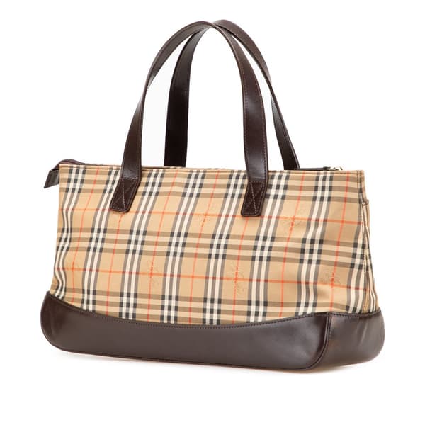 Pre-owned Burberry Haymarket Check Canvas Handbag Brown