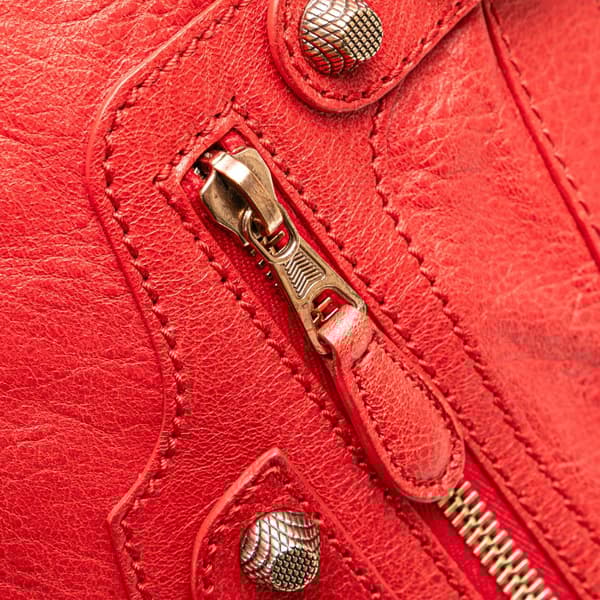 Pre-owned Balenciaga Lambskin Motocross Classic First Giant 12 Satchel Red
