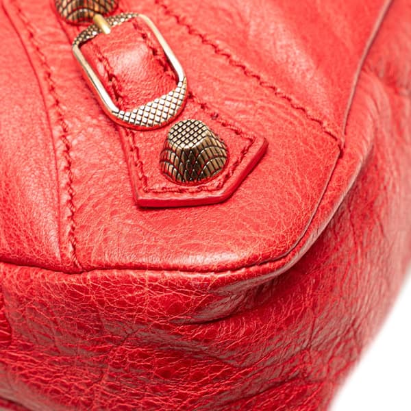 Pre-owned Balenciaga Lambskin Motocross Classic First Giant 12 Satchel Red