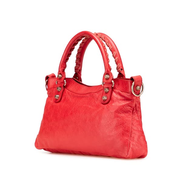 Pre-owned Balenciaga Lambskin Motocross Classic First Giant 12 Satchel Red