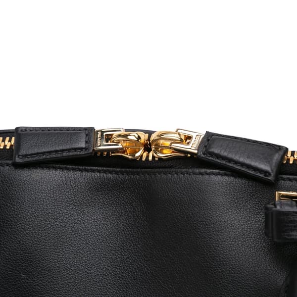Pre-owned Prada Medium Soft Grain Leather Shopping Bag Black
