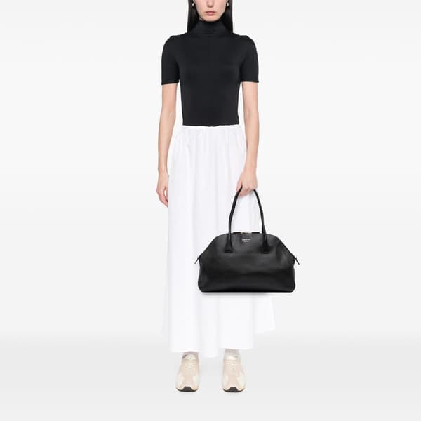 Pre-owned Prada Medium Soft Grain Leather Shopping Bag Black